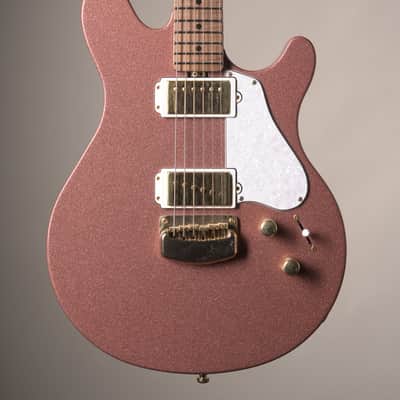 Ernie Ball Music Man Valentine Electric Guitar - Pink Champagne Sparkle w. original deluxe gig bag image 1