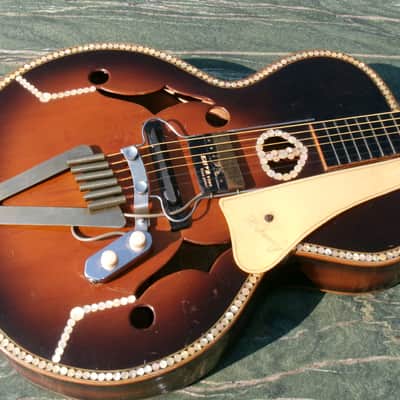 Ultra Rare 1950s Harmony No.1007 Archtop "Made in Occupied Japan" by Kasuga with Vintage Guyatone Pickup image 18