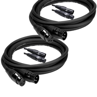 NEW - 2 Pack Hosa Pro Microphone Cable REAN XLR3F to XLR3M, HMIC-020 (20 Feet) Black image 3