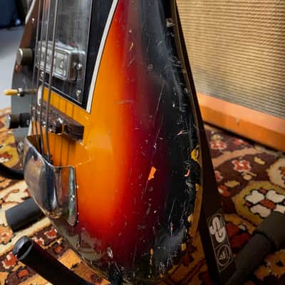 Vintage 1960s WEM Sapphire 2-Pickup Left Handed Sunburst Electric Bass Guitar image 9