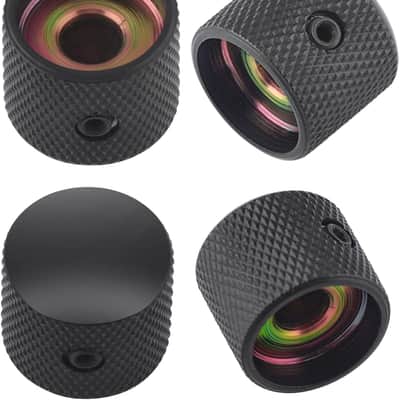Metal Guitar Knobs Dome Control Knobs with Black Knurled Barrels 6mm Split Shafts for Electric Guitar or Bass Guitar Set of 4pcs. image 3
