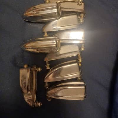 Unkown Vintage bass drum lugs star,kent? 60,s 70,s - Aged chrome metal, uncleand image 6