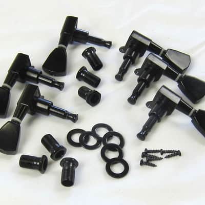 BLACK 3 x 3 Venetian TULIP Keystone Tuners Die Cast Sealed Back Guitar Part image 3