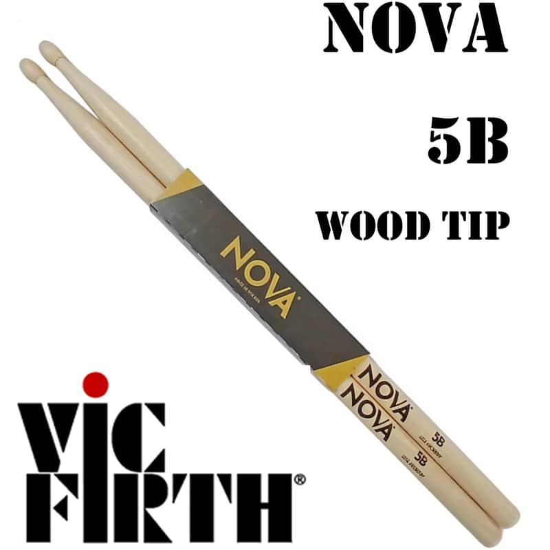 Vic Firth Nova Drumsticks Pair 5B Hickory Wood Tip image 1