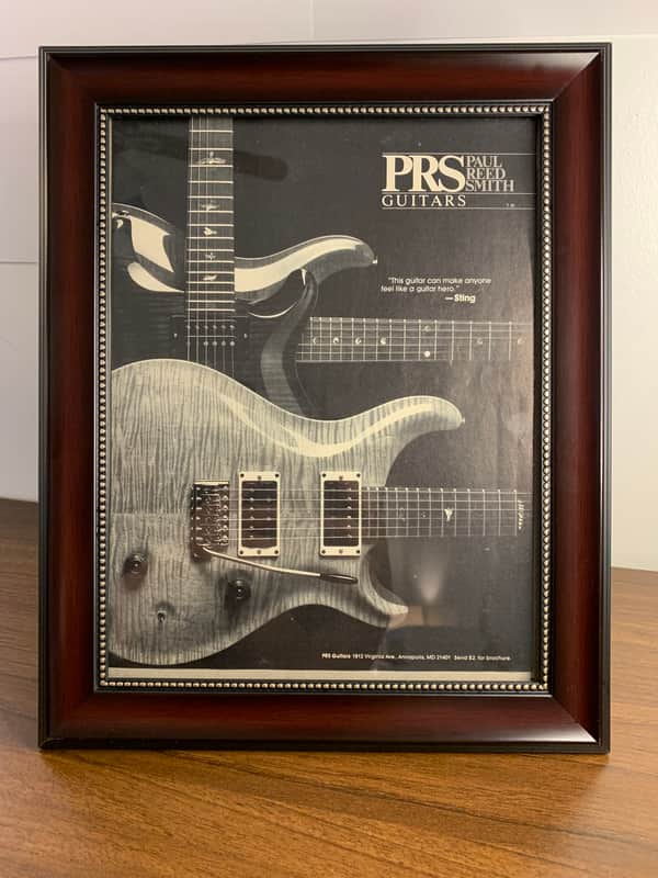 |Original| 1987 Paul Reed Smith Guitars Promotional Ad Santana Model Custom 22 |Framed| image 1