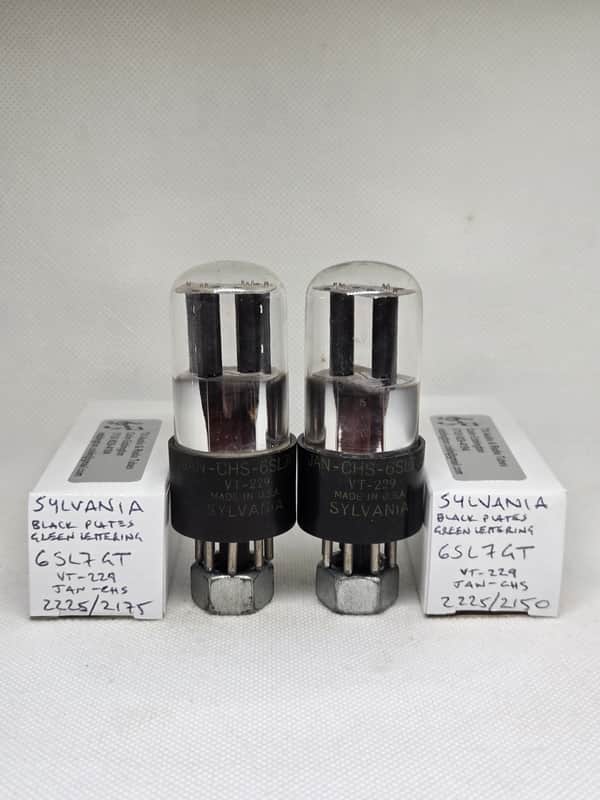 Sylvania JAN 6SL7GT / VT-229 Black Plates Well Matched (3.3%) Pair NOS 6SL7 VT229 2 Holes image 1