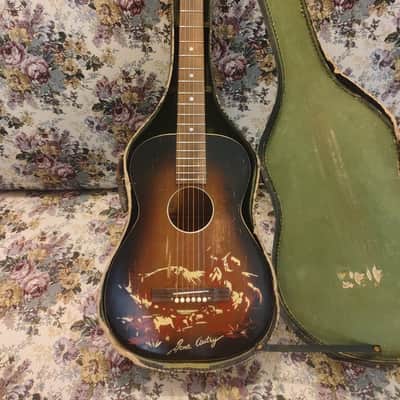 all-original 1943 Harmony Melody Ranch Gene Autry parlor acoustic vintage western cowboy guitar, parlour image 23
