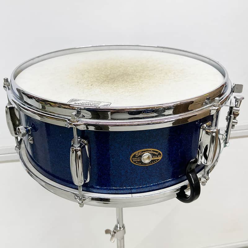 Vintage 1964 Slingerland Student Deluxe Model Snare Drum in Blue Sparkle image 1