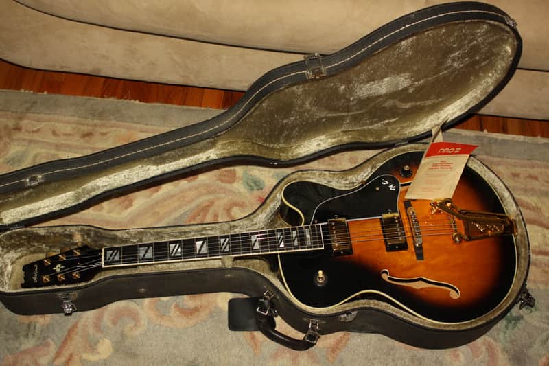 Matsumoku Japan-82'Aria Pro II PE-175 Herb Ellis OHSC Ebony FB,G-Style Truss,Fretside,Vintage Bigsby image 1