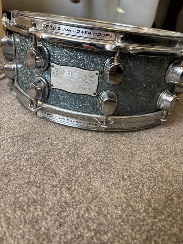Mapex Satern 3 14” X 6.5 blue Sparkle Snare Drum image 1