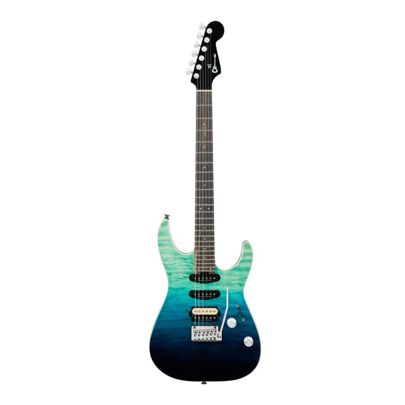 Charvel Pro-Mod Plus Dinky DK24 HSS 2PT EB QM with Ebony Fingerboard (Blue Curaçao) image 1