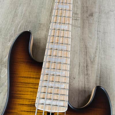 Mayones Jabba Custom 5 5-String Bass, Amber Burst, Birdseye Maple Fretboard image 3