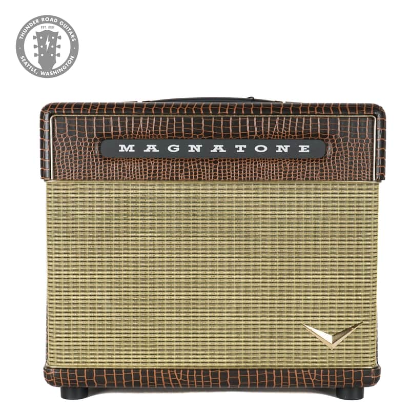 New Magnatone Baby M-80 Combo Brown French Alligator Tolex / Gold Stripe Grill #8783 image 1