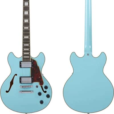 D'Angelico 6 String Semi-Hollow-Body Electric Guitar, Sky Blue DAPMINIDCSKBCS image 3