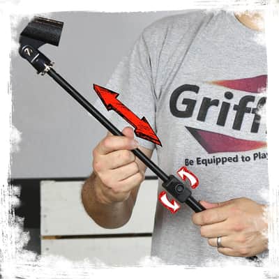 GRIFFIN Microphone Stand (StageLOCK Series) with Telescoping Boom Arm & Mic Clip – Tripod Leg Base, Collapsible Arm for Studio, DJ, Karaoke Use image 12
