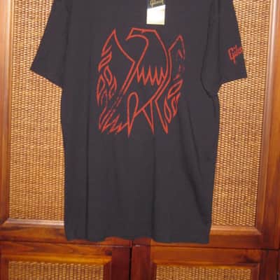 new A+ (with hang tag) genuine Gibson Firebird T-Shirt M (Medium), Black with Red Graphic, 60% Cotton / 40% Polyester - short sleeve GIBS-GA-FBBMM (GA-FBBMM) UPC # 711106533896 image 1