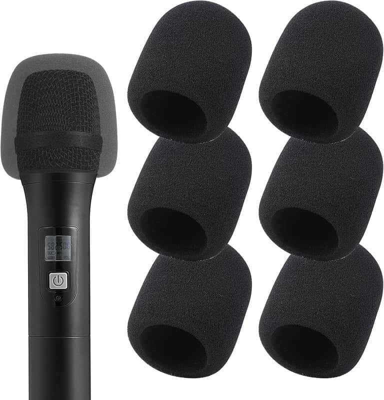Microphone Cover 6 Pack,Mic Windscreen,Microphone Foam Windscreen for Most Handheld and Recording Microphones, Mic Shield Mask Accessories,Karaoke Microphone CoverWindscreen image 1