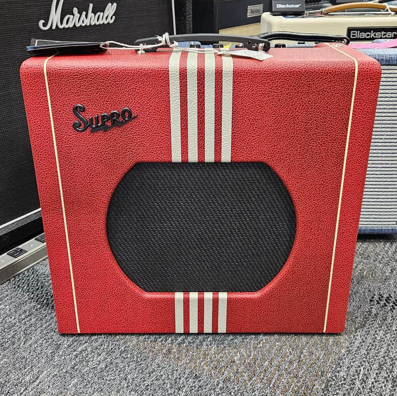 Supro 1822R Delta King 12 Special Run 15-Watt 1x12" Guitar Combo 2025 - Scarlet / Cream Stripes image 1