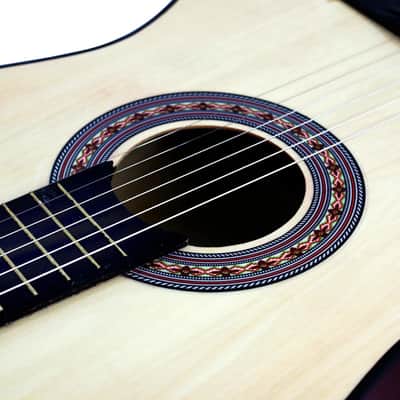 Acoustic Guitar 38" Full Size Beginners Guitar w/Case,Strap,Tuner & Pick Natural image 4