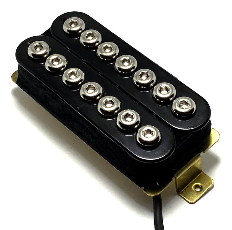 7 String Crusader NECK Humbucker by Dragonfire Featuring Enhanced Coverage, Black with Chrome Oversized Hex Cap Poles image 1