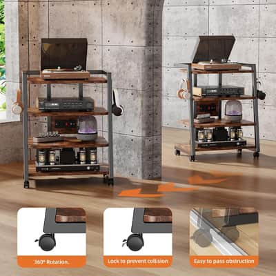Mobile Studio Stand with Outlets and 4 Rolling Caster Wheels image 5