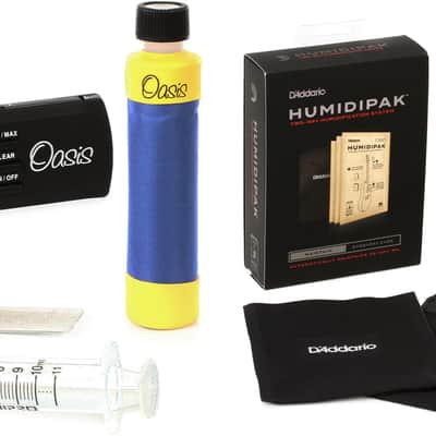Oasis OH-3 Humidifier and Hygrometer Combo Pack Bundle with D'Addario Humidipak Maintain Automatic Humidity Control System image 1