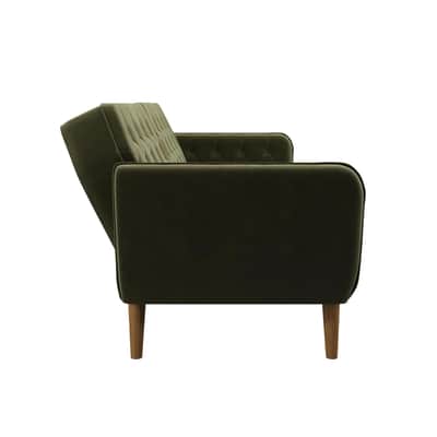 Vintage Music Studio Memory Foam Futon, Convertible Couch, Green Velvet image 4