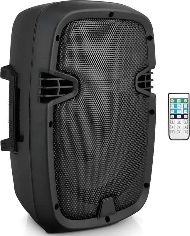Powered Active PA System Loudspeaker Bluetooth w/ Microphone 8-Inch Bass Subwoofer Stage Speaker Monitor Built-in USB for MP3 Amplifier DJ Party Portable Sound Equipment Stereo Amp image 1