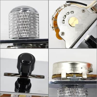 Fully Loaded Guitar Control Plate Prewired 3-Way Switch 250K Large Potentiometers Knurled Volume Tone Controls Knobs for Tele/Telecaster Electric Guitar Parts Replacement (Chrome) image 3