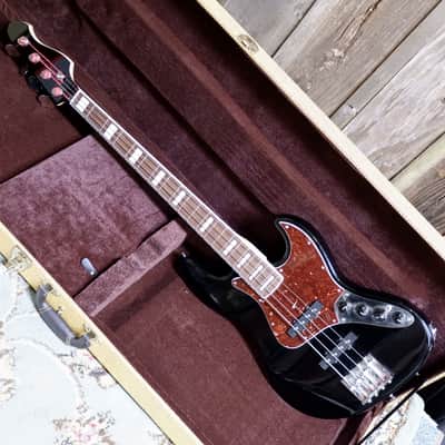 Warmoth J-style Custom Bass - Black with Tortoise Pickguard - Hard Case Included image 3
