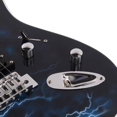 Lightning Style Electric Guitar with Power Cord/Strap/Bag/Plectrums Black & White image 10