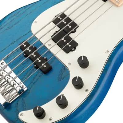 Sadowsky MetroLine 21-Fret Hybrid P/J Bass-Swamp Ash Body-5 String-Ocean Blue Transparent Satin image 5
