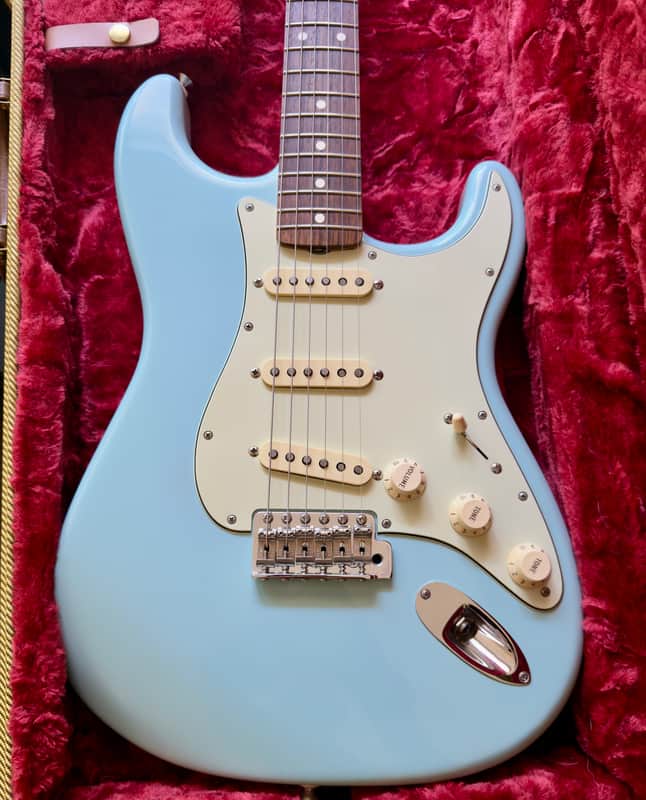 Fender Special Edition Classic Series '60s Stratocaster Lacquer with Matching Headstock, Daphne Blue CS 57/62 PUs, Fender Tweed Case image 1