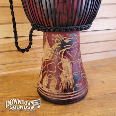 Made in Ghana 12.5” Hand-Made Ghanaian Djembe - All Solid Wood, Traditional Carvings, Rope-Tuned image 4