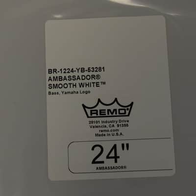 Remo Ambassador Smooth White Bass Drum Head 24" Yamaha Branded (New Open Box) image 2