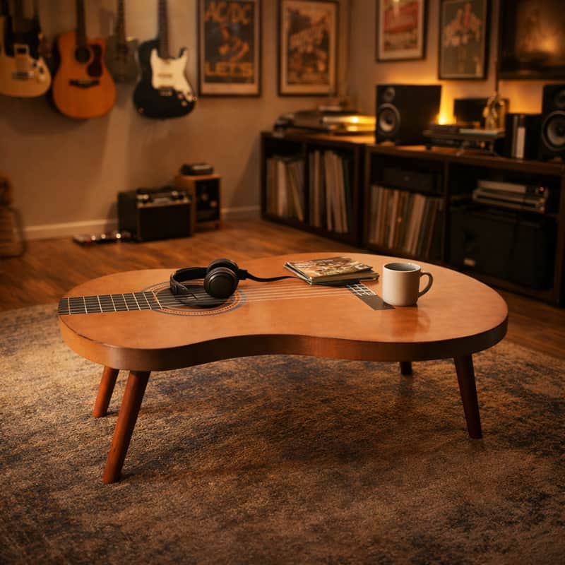 Acoustic Guitar Coffee Table – Music Lover Living Room Table image 1