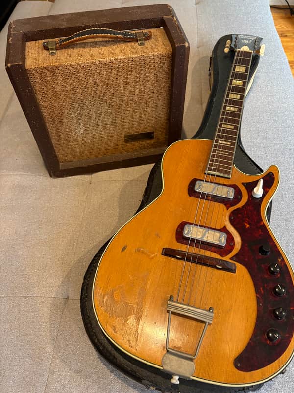 1959 Harmony H49 Stratotone Jupiter w/ DeArmond Gold Foil Pickups + 1958 Silvertone 1451 Tube Amp image 1