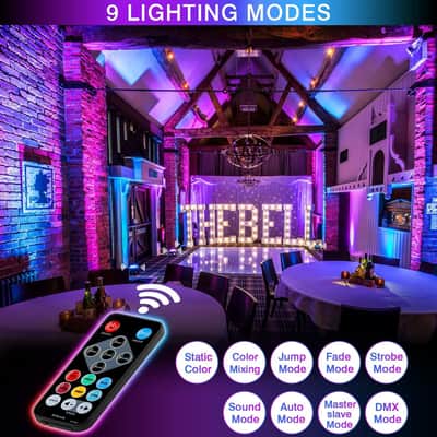 LED Stage Par Lights - 36W RGB Color DJ Par Can Lights 2 Pack Sound Activated with Remote DMX Control Uplights for Events Wedding Party Christmas Halloween Music Dance Live Shows Church and Club image 2