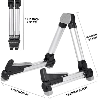 5 Core Guitar Stand Adjustable A Frame Shape w Rubber Pad Arms Supports Acoustic Electric Bass image 3