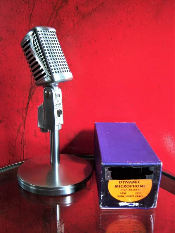 Vintage 1960's Calrad DM-16 dynamic microphone Satin Chrome w accessories image 1