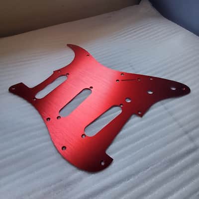 HIVE 11-Hole Strat Style Pickguard SSS Anodized Aluminum - Brushed RED image 4