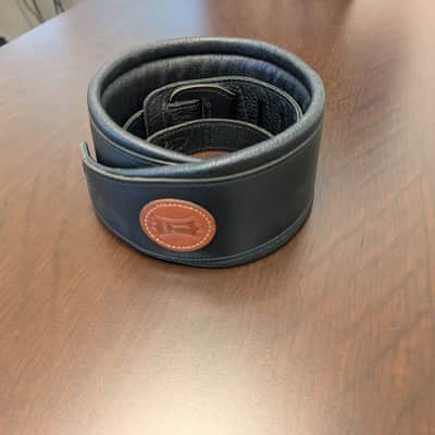 Levy's Leathers Signature Legacy Series 3" Veg-Tan Leather Guitar Strap, Black (MSS1-BLK) image 1