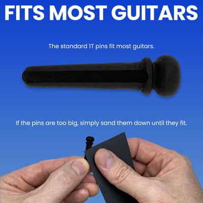 Crosby Slotted Pure Ebony Bridge Pins for 6 & 12 String Acoustic Guitar image 3