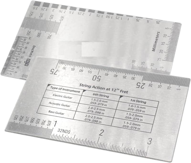 Guitar String Action Gauge, Stainless Steel Guitar String Height Gauge Setup Tool, Guitar Repairing Luthier Tools for Accurately Measuring String Height and Guitar Radius image 1