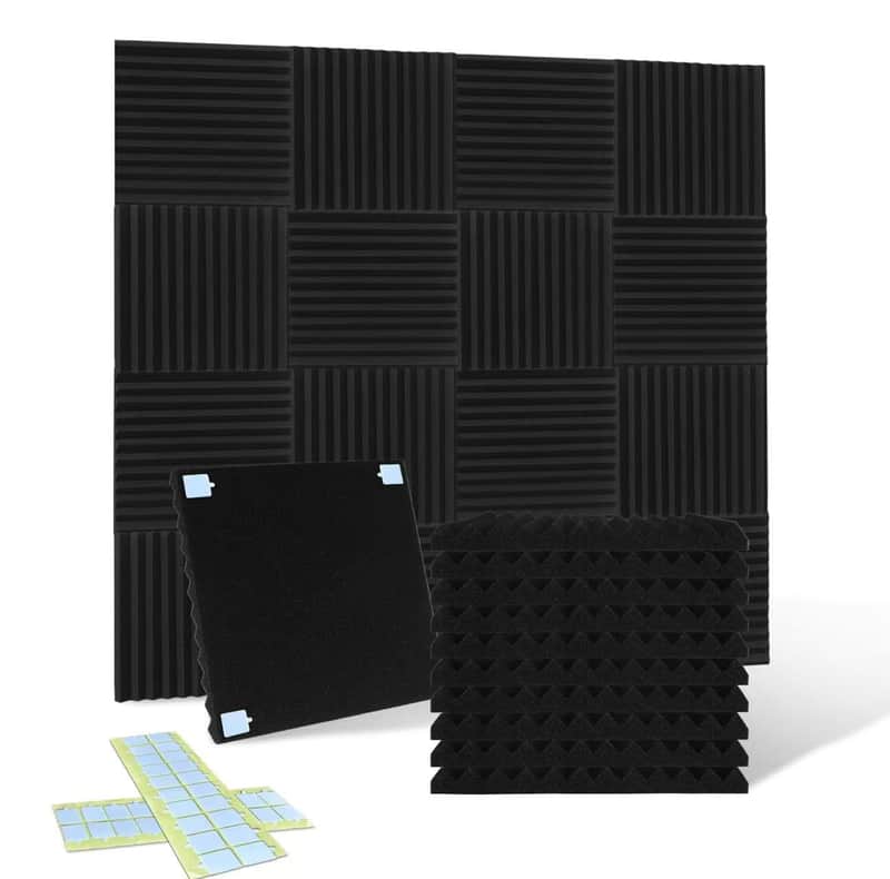 54 Pack Acoustic Foam Panels1 X 12 X 12Inchesï¼Œnoise Absorption And Reduction Fireproof Foam Suitable For Studios, Homes, Recording Studiosï¼Œwith 270Pcs Double-Side Adhesive(Black) image 1