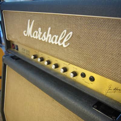 Marshall JCM 800 Lead Series Amp & JCM 800 Lead-1960 Cabinet All Original-Circa-1985-Black Vinyl Brown Grill Cloth image 6