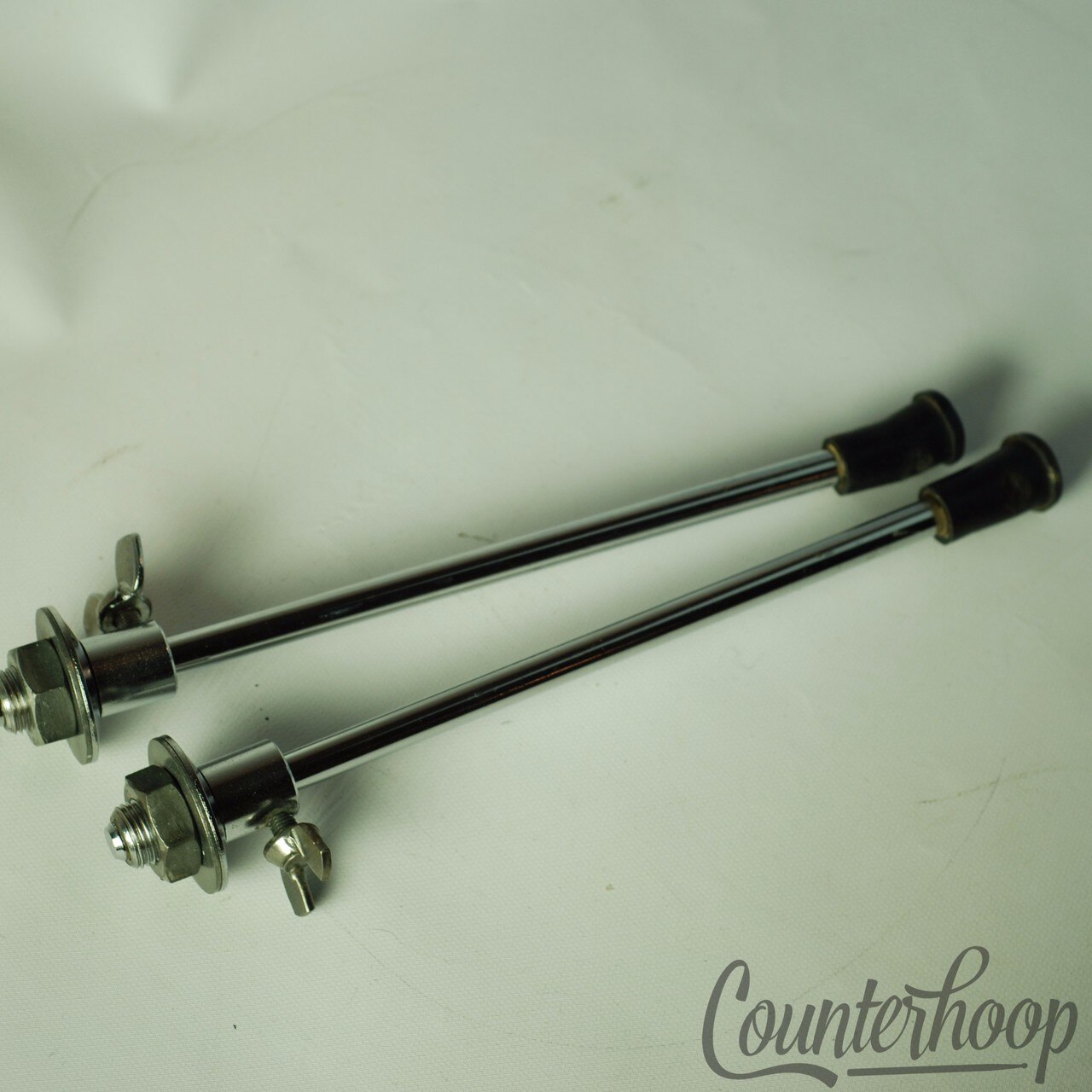 Ludwig Disappearing Spurs + Mounts Straight Legs Vintage 60s Chrome Spikes USA* — main photograph
