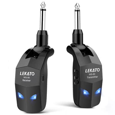 LEKATO WS-80 2.4GHz 4 Channels Wireless Transmitter Receiver System Rechargeable for Guitar Bass image 2