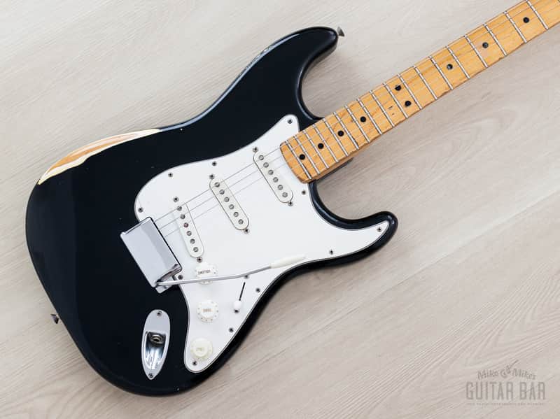 1975 Fender Stratocaster Vintage Guitar Black w/ Case image 1