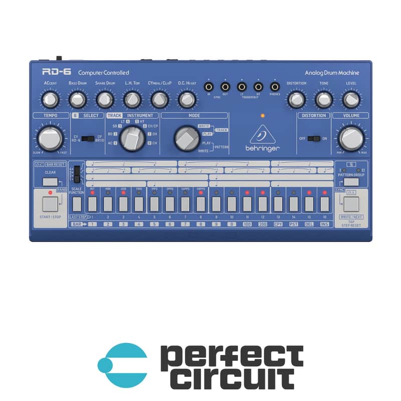 Behringer RD-6-BU Analog Drum Machine (Blue) image 1